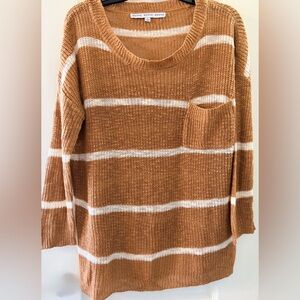 HYFVE Tan and White Striped Boutique Sweater